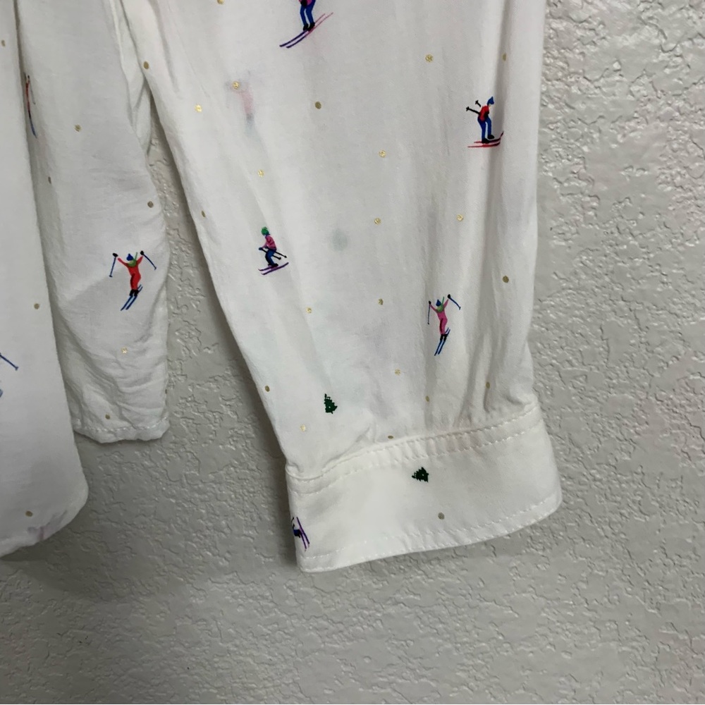 32 of 52 Conversations Anthropologie Blouse Top Womens 16 Skier Novelty Print - Picture 8 of 16